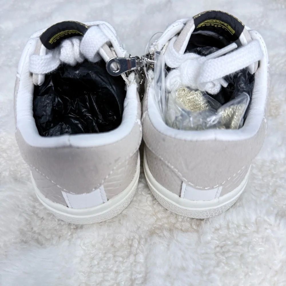 Vintage Havana GOLD STAR WHITE LACED TAUPE CROCO LOW TOP New size 10 Toddler